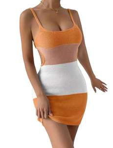 थोक 2024 महिलाओं के सेक्सी बैकलेस फैशन बुटीक गर्मी बुना हुआ लोच महिला मिनी हैल्टर बुना कपड़े - Product Image 3