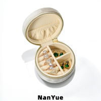 Nueva Caja Redonda Pequeña de Terciopelo para Joyería, con Cierre y Logotipo Personalizado, para Guardar Anillos, Collares y Aretes, Organizador Portátil