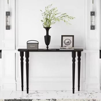 French-style American Vintage Ultra-Narrow Wall-Mounted Entryway Console Table Solid Wood Furniture for Entrance Hall Living