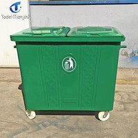 Prix usine 660L Conteneur à déchets Poubelle à roulettes en métal avec couvercle Maison Poubelle extérieure