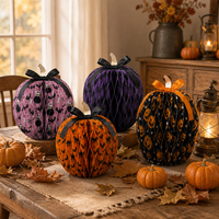 Calabaza de Papel con Diseño de Murciélago en 3D, con Lazo, Linda Decoración de Halloween para Sala de Estar, Repisa, Adorno para Fiestas