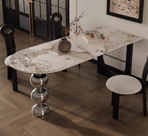 Tavolo da pranzo di Design Bauhaus <span class=keywords><strong>in</strong></span> <span class=keywords><strong>legno</strong></span> massello con <span class=keywords><strong>penisola</strong></span> integrata per soggiorno - Product Image 4