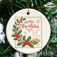 Ornement en céramique personnalisé avec impression UV de haute qualité, pendentif circulaire vierge populaire pour la décoration des fêtes, petite taille