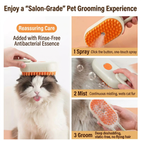 Peigne de toilettage pour animaux de compagnie en caoutchouc, avec pulvérisation de vapeur à un bouton, rechargeable par USB, pour éliminer les poils de chien et de chat sans lavage, massage et bain