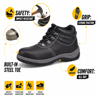Chaussures de sécurité montantes AOXIANG pour hommes, à lacets, anti-écrasement, avec embout en acier, en cuir véritable, pour la construction, l'usine et l'industrie