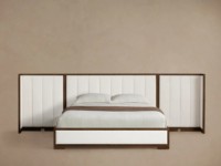Lit de Luxe Moderne en Bois Massif avec Tête de Lit Rembourrée et Capitonnée pour Chambres Parentales et Villas de Luxe