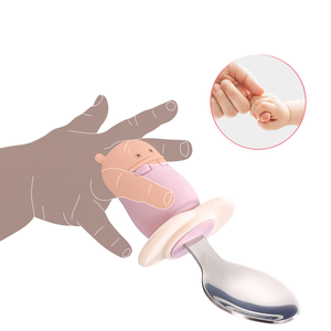 어린이 아기 스테인레스 스틸 쇼트 스푼과 포크 트레이닝 식기 실리콘 쇼트 핸들 포크와 스푼 - Product Image 3