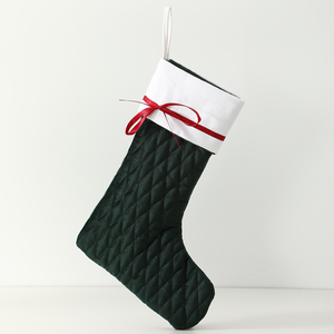 Cá Nhân Handmade Sang Trọng Santa Vớ Thêu Dễ Thương Vui Vẻ Bông Nhung Giáng Sinh Vớ Với Bow - Product Image 3