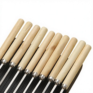 Brochettes de barbecue en bois à long manche de haute qualité, brochettes plates en acier inoxydable pour grillades extérieures, écologiques, pour viande - Product Image 3