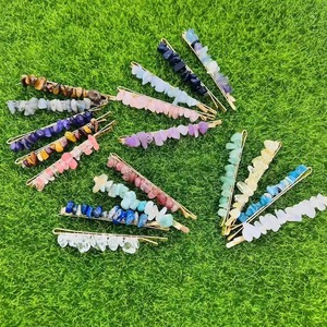Fashion Bridal <b>Headband</b> Handmade Bling Colorful Natural Crystal Chips Stone Hair Clips Jewelry for Women - Product Image 4