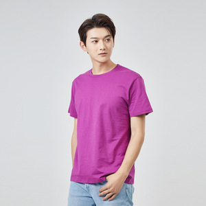 T-shirts personnalisés pour hommes en <span class=keywords><strong>polyester</strong></span> à manches courtes, transfert thermique, couleur unie, impression de logo, col rond - Product Image 5
