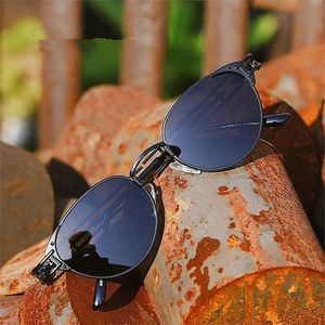 New Arrival Fashion Retro Men Women Steampunk <b>Sunglasses</b> UV400 Metal Oval Polarized <b>Sunglasses</b> 2021 - Product Image 2