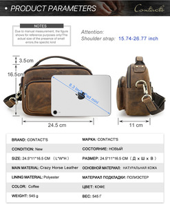 Bolso bandolera de hombro para hombre de cuero Crazy Horse Retro Black <span class=keywords><strong>Angel</strong></span> 2025, bolso portátil informal de cuero genuino para hombre - Product Image 5