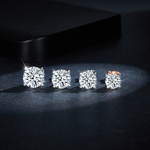 Ruizuan 8mm Moissanite Brilliant Cut Cross Design Unisex Stud Earrings Party <b>Silicone</b> Gold Plated Rhodium Plated Rose Gold - Product Image 3