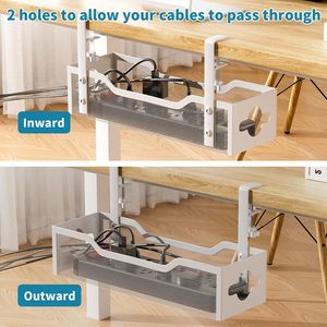 Under Desk Cable Organizer No Drill Power Cord <b>Rack</b> Rectangle <b>Wall</b> Mounted <b>Wire</b> Management Box Desktop <b>Storage</b> Solution - Product Image 2