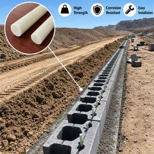 Boulon d'ancrage pour mur <span class=keywords><strong>de</strong></span> soutènement en <span class=keywords><strong>tige</strong></span> solide en PRF (polymère renforcé <span class=keywords><strong>de</strong></span> fibres) durable, non corrosif, léger, résistant aux UV et à haute résistance à la découpe - Product Image 1