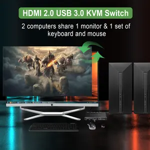 Conmutador KVM 4K @ 60Hz 2x1 HDMI HDR & D-olby Vision USB3.0 Conmutador KVM 2 en 1 salida