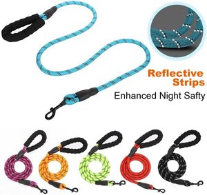 Laisse pour animaux de compagnie réconfortante avec fils réfléchissants de 8 mm, sangle en corde anti-emmêlement, pour chiens de petite et grande taille, noire, pour la promenade et l'entraînement - Product Image 2