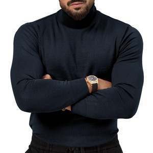Pulls tricotés à col roulé pour hommes <span class=keywords><strong>Pull</strong></span> à manches longues Tricots <span class=keywords><strong>Pull</strong></span> à la mode Solide Slim Fit Sweatshirts - Product Image 4