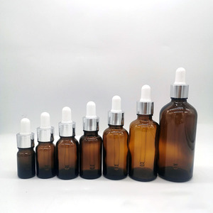 In magazzino 30ml 50ml 100ml bottiglia di vetro contagocce trasparente ambra bottiglia di olio essenziale di vetro con oro <span class=keywords><strong>e</strong></span> argento anelli tappo - Product Image 6