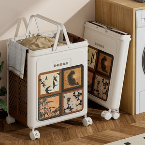 <span class=keywords><strong>Panier</strong></span> à <span class=keywords><strong>linge</strong></span> <span class=keywords><strong>sale</strong></span> pliable de style vintage en PP, grande capacité, gain de place, pour salle de bain, outil magique pour le rangement et le changement - Product Image 5