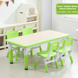 Crianças Mesa e Cadeiras Conjunto para 4, 49 'L x 25' W Estudo Mesa e Cadeira Set for Kids School Toddler Desk Móveis conjuntos