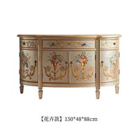 Table console d'armoire d'entrée de couloir en demi-cercle peinte à la main de campagne française