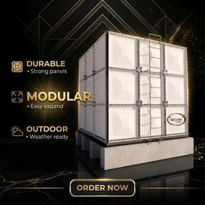 Réservoir d'<span class=keywords><strong>eau</strong></span> modulaire en PRV à sections, avec connexion boulonnée à 90 degrés, panneau anti-UV certifié pour la réservation d'<span class=keywords><strong>eau</strong></span> - Product Image 1