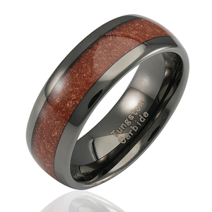 Tg Gunmetal Tungsten nhẫn cho nam giới phụ nữ vàng sa thạch Inlay LỜI HỨA đám cưới ban nhạc kích thước 6-16 - Product Image 4