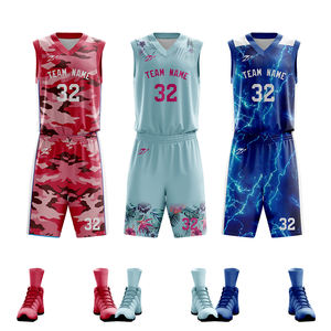 批发新款时尚设计印花升华篮球制服套装定制标志刺绣空白男式篮球衫 - Product Image 5