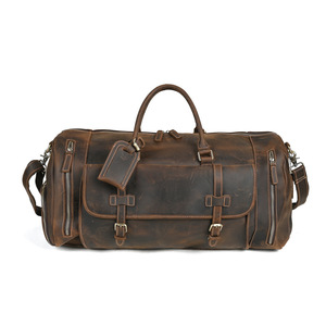 Bolsa de Viaje de Cuero Crazy Horse para Hombre, Bolsa de Lona de Gran Capacidad de Cuero Vacuno Genuino para Viajes de Ocio, Verano 2025 - Product Image 3
