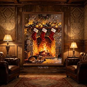 Juego de 2 Cuadros Decorativos de Lona con Luces LED Navideñas Vintage, Diseño de Niños Construyendo un Muñeco de Nieve y Santa Claus, Decoración Rústica para las Fiestas - Product Image 4