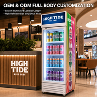 Réfrigérateur commercial vertical à porte vitrée simple pour boissons, idéal pour les supermarchés (vente en gros)