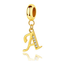 CZ9165 Populaire Dainty Grand Grand Trou 18k Or Diamant Zircon CZ Micro Pave Alphabet Lettre Initiale Bail Dangle Charme Pendentifs