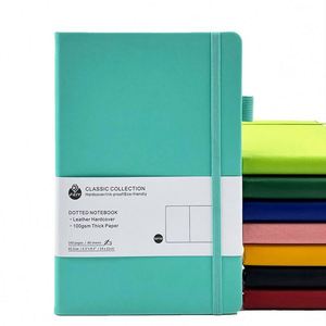A5 Hardcover <b>Dotted</b> Linen Custom Fabric Leather Cover <b>Notebook</b> Planner - Product Image 1