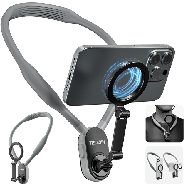 TELESIN Smartphone Magnetic Neck Holder MagSafe Neck Magnetic Smartphone Holder Rotational Flexible Mount Android and IOS