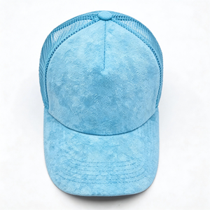 Suede Custom Embroidery logo Trucker Hat Mesh 5 Panel Cap Sports Suede Baseball Cap Wholesale - Product Image 1