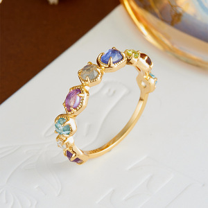 Nhẫn đá quý hình oval mạ vàng 14K Twinko, bạc 925, kiểu dáng viền, đá tự nhiên, thiết kế thời trang, có thể tùy chỉnh, dành cho nữ - Product Image 2