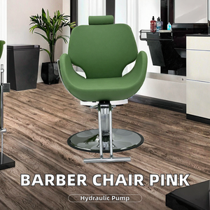 Fauteuil de Barbier Rose et Bleu pour Hommes, Salon de Coiffure et d'Esthétique, Atelier - Chaise Professionnelle en Cuir PU avec Repose-Pieds Réglable - Product Image 2