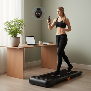 Tapis de marche compact sous le bureau avec télécommande, pliable, électrique, pour la maison et le bureau, noir - Product Image 2