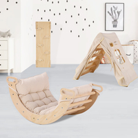 Structure d'escalade en bois Montessori pour les tout-petits et les enfants d'âge préscolaire - Design en arche et en triangle, équipement de terrain de jeu adapté aux bébés