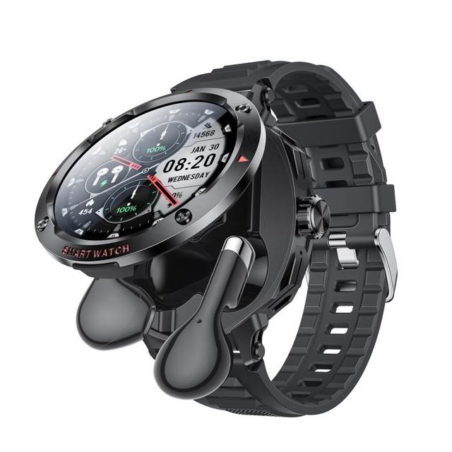 Yesido IO50 Smart Watch with TWS Earbuds, 2-in-1 BT -Compatible Smartwatch with Charging Box, 1.46 Inch HD Display, NFC(Black)