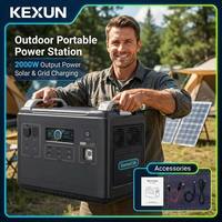 Générateur solaire portable S1 2000W à charge rapide, batterie LiFePO4, station d'alimentation UPS domestique avec onde sinusoïdale pure MPPT pour utilisation automobile