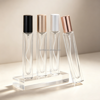 Vente en gros de flacons pulvérisateurs portables miniatures en verre transparent de 10 ml, à fond épais, ronds/carrés, pour échantillons de parfum
