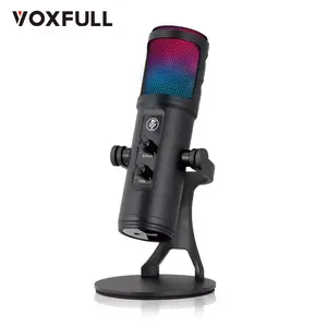 Voxfull VF-776 USB Microphone Condenser Microphone with Stand RGB Lights for Recording Podcasting Streaming Skype Compatible