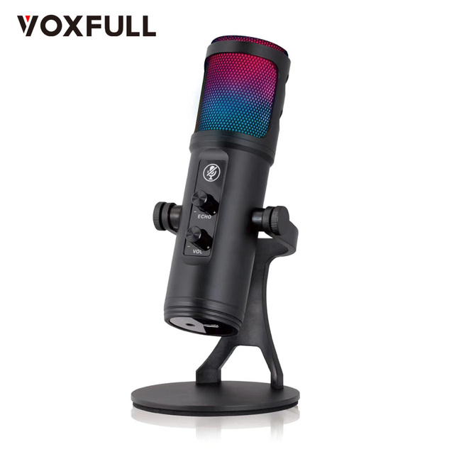 Voxfull VF-776 Wired USB Condenser Microphone Noise Cancelling RGB Lights Recording Podcasting Streaming Skype Compatible