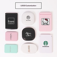 Miroir de maquillage portable de poche pliable à LED carré pour femme avec logo personnalisé, éclairage simple face 5x 3x