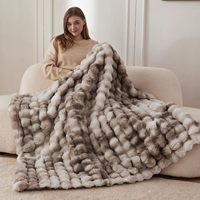 Jeté en fausse fourrure moderne, quatre saisons, imperméable, doux, pelucheux, tie-dye marron, 50x60 pouces, pour usage domestique