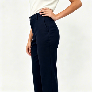 <span class=keywords><strong>Pantaloni</strong></span> da <span class=keywords><strong>Donna</strong></span> in French Terry <span class=keywords><strong>Blu</strong></span> <span class=keywords><strong>Navy</strong></span> a Gamba Dritta con Vita Alta, Chiusura a Zip e Passanti per Cintura, Casual e Comodi - Product Image 6