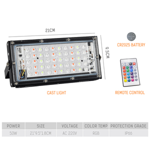 Economische DOB Outdoor LED Floodlight IP66 Waterdicht 50W RGB met Afstandsbediening voor Garage, Magazijn, Parkeerplaats - Product Image 5